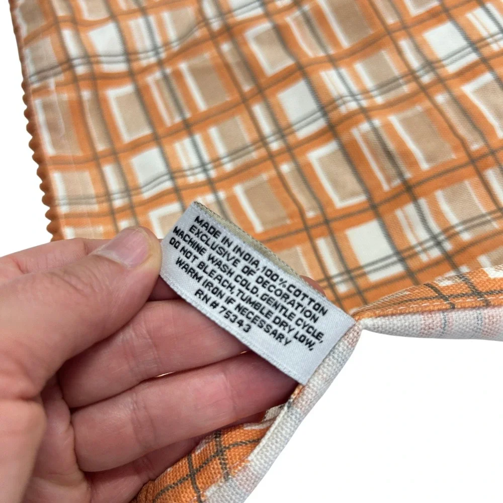 Autumn Hill Fall Plaid Tea Towel Orange Brown Cotton Harvest Farmhouse‎ Kitchen